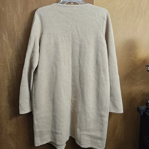 J. CREW 365 Womens Long Sleeve Open Front Cardigan Sweater Duster Beige Medium - Picture 7 of 8